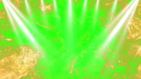 Bright white spotlights shining down on a vibrant green screen background with Video stock 339124393