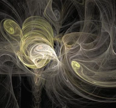Bright white-yellow abstract pattern on black, color digital graphics Stock Illustration