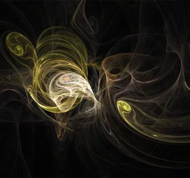 Bright white-yellow abstract pattern on black, color digital graphics Stock-Illustration