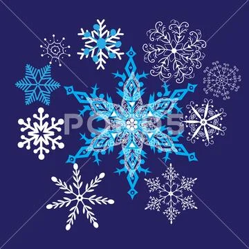 Bright winter beautiful snowflakes Stock Illustration