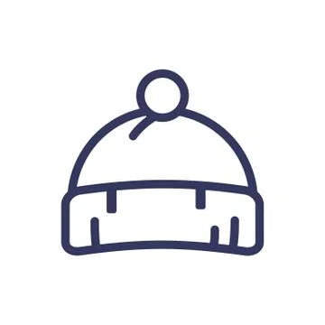 Bright winter knitted hat with pompon, sketch style vector illustrations isol Stock Illustration