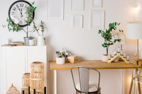 Bright workshop room for the creation and work of an architect and artist Stock Photos