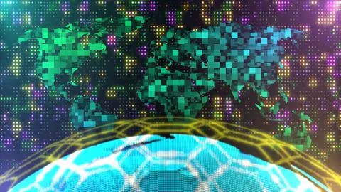 Bright world map background with blur effect Illustrazione stock