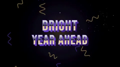 Bright year ahead message on dark background with festive elements Stock Footage 344583126