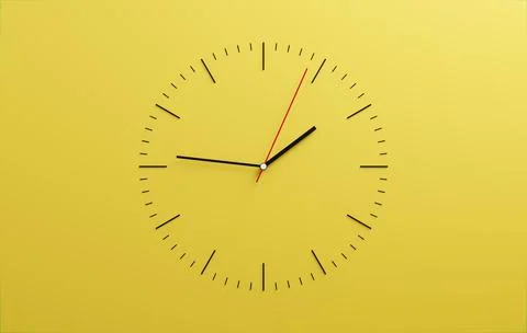 Bright Yellow 3D Clock Time Concept Background With Modern Minimalist Design Stock Illustration