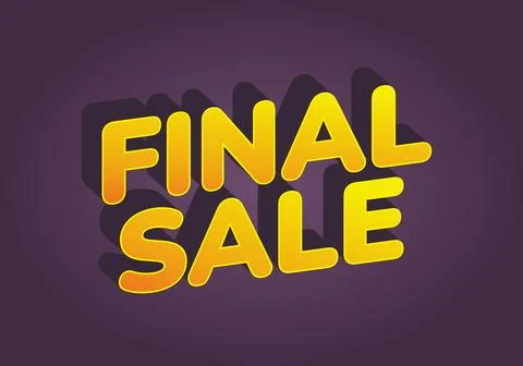 Bright yellow 3d text FINAL SALE on dark purple background, bold rounded le.. Stock Illustration