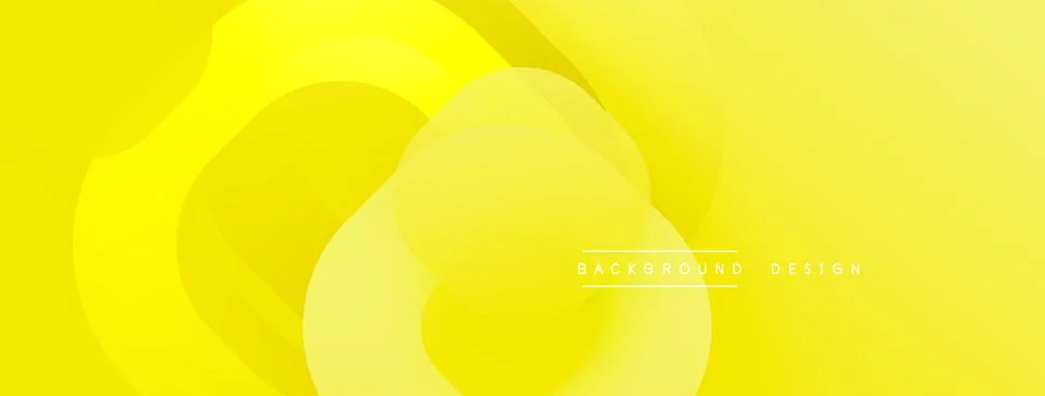 Bright yellow abstract background. Overlapping translucent shapes create dynamic Stock Illustration