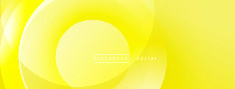 Bright yellow abstract background. Overlapping circles create dynamic visual Illustrazione stock