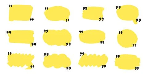 Bright yellow abstract text shapes with quotation marks for quote Stock Illustration
