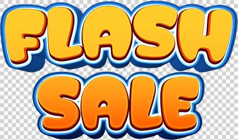 Bright yellow and orange 3D cartoon flash sale text Stock Illustration