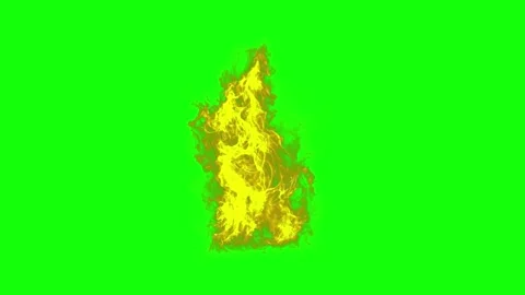 Bright yellow and orange fire flames burning against a green screen backdrop Stock Footage 339485639