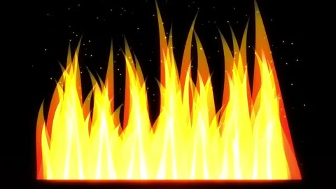 Bright yellow and orange vector flames burning with glowing sparks video Video stock 345242668