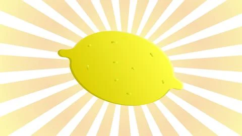 Bright, yellow, appetizing lemon on an orange and white background, vector il 스톡 일러스트