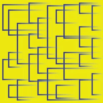 Bright yellow background with blue dynamic squares Stock Illustration