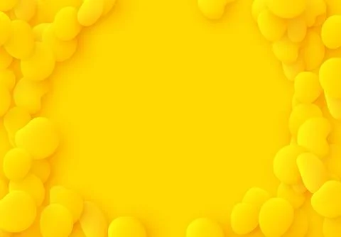 Bright yellow background. Design elements of the liquid rounded plastic shapes Stockillustratie