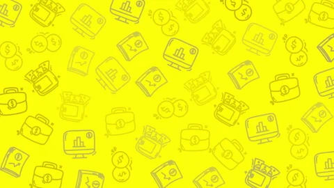 Bright yellow background with doodle-style finance icons Stock Footage 336400021
