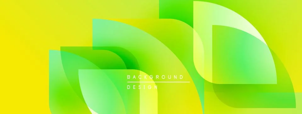 Bright yellow background features overlapping green shapes. Modern design with Stock Illustration