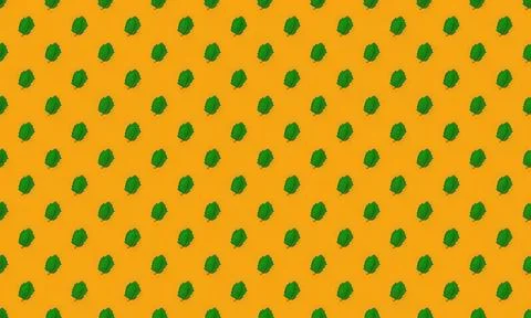 Bright yellow background with green leaf pattern design Stock Illustration