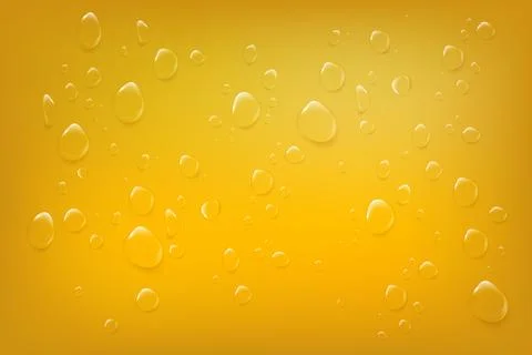 Bright yellow background with realistic drops of liquid Stock Illustration