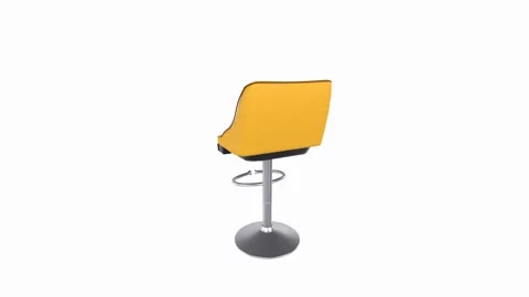 Bright yellow bar stool design in modern 3D rendering Stock Footage 297584520