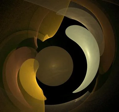 Bright yellow-brown abstract pattern on black, color digital graphics Stock Illustration