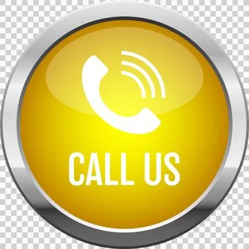 Bright yellow call us button with a white phone icon and text inside a shin.. Stock Illustration