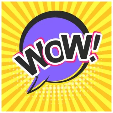 Bright yellow comic speech bubble with WOW text Stock Illustration