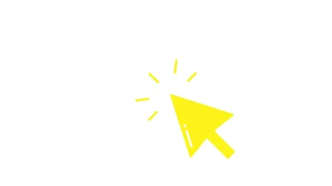 A bright yellow computer mouse cursor arrow icon isolated on a white background. Stock Footage 340022716