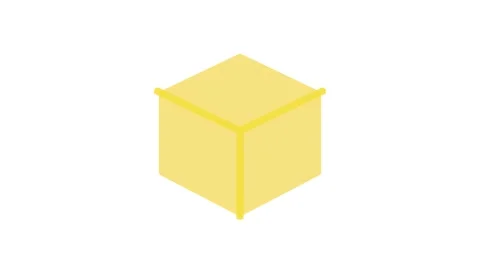 A bright yellow cube displayed against a deep black backdrop. Stock Footage 332986407
