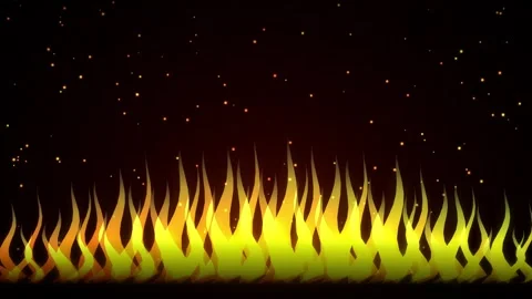 Bright yellow digital fire flames rising from the bottom with glowing spark.. Stock Footage 345242669