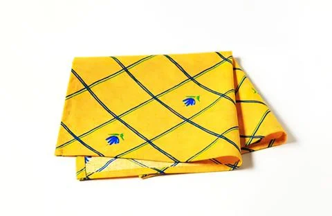 Bright yellow fabric with geometric pattern Stock Photos