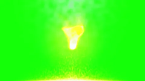 Bright yellow fire explosion erupting against a vibrant green screen background Stock Footage 339123450