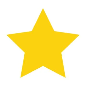 Bright yellow five pointed star on a clean white background symbol shape Stockillustratie