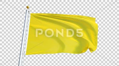 Bright yellow flag, close up, isolated with alpha channel Stock Photos