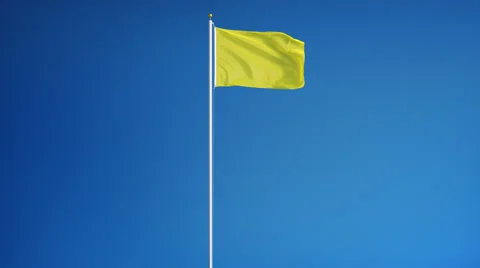 Bright yellow flag in slow motion seamlessly looped with alpha Stock Footage 65514589