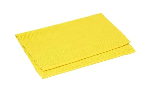 Bright yellow folded fabric texture closeup Stock Photos