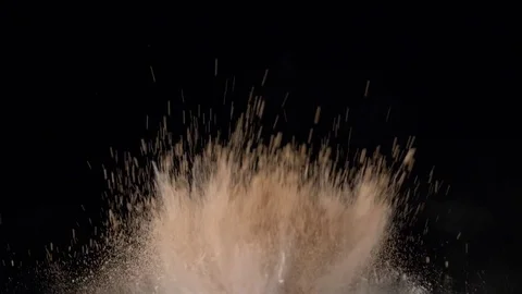 Bright yellow foundaion powder explosion on black background 01 Stock Footage 84260931