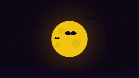 A bright yellow full moon glowing against the dark night sky with silhouettes 스톡 동영상 338310063