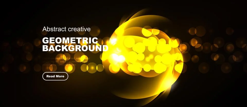 Bright yellow geometric shapes over dark background. Text reads Abstract Ilustração Stock