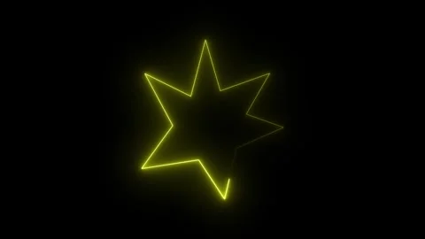 Bright yellow glowing neon star shape on black background 库存影片 346364474