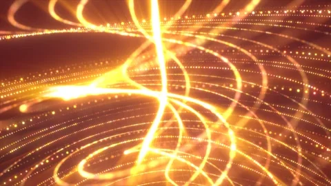 Bright yellow glowing threads in a layered spiral pattern radiating digital.. Stock Footage 310953762