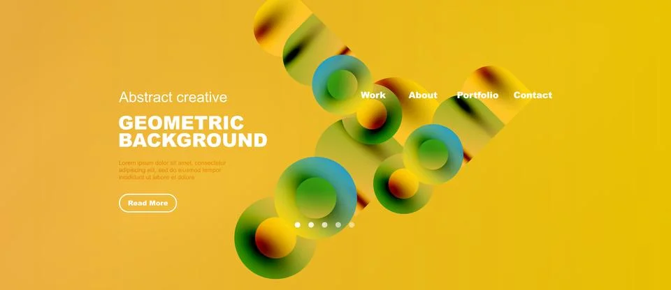 Bright yellow gradient background. Abstract shapes, text elements present. Stock Illustration
