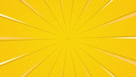 Bright yellow halftone comic background animation with fast lines Stock Footage 335215344