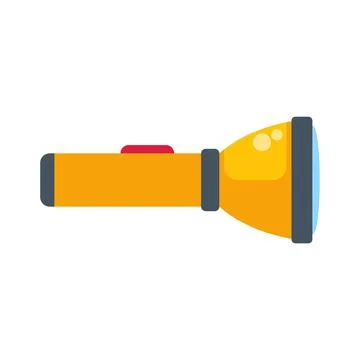 Bright yellow handheld flashlight with red button design Stock Illustration