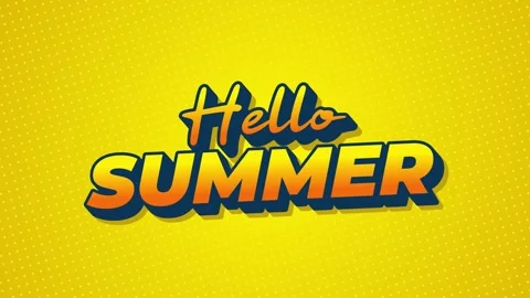 Bright Yellow Hello Summer Motion Text Animation With Bold 3D Typography An.. Stock Footage 333160822
