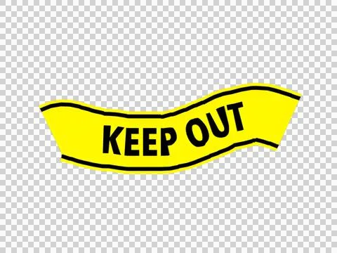Bright yellow keep out warning sign isolated on transparent background Illustrazione stock