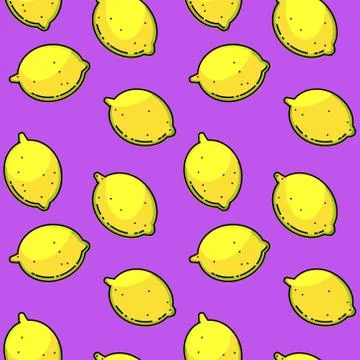 Bright yellow lemons seamless pattern Stock Illustration