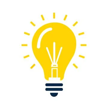 Bright Yellow Light Bulb Idea Icon Stock Illustration
