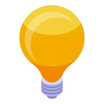 Bright yellow light bulb shining with innovative idea in isometric view Stock Illustration