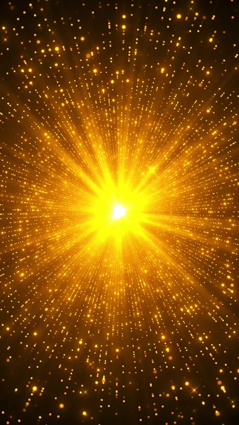 Bright yellow light burst background sparkling particles, radial energy rays, dr Stock Footage 340414931